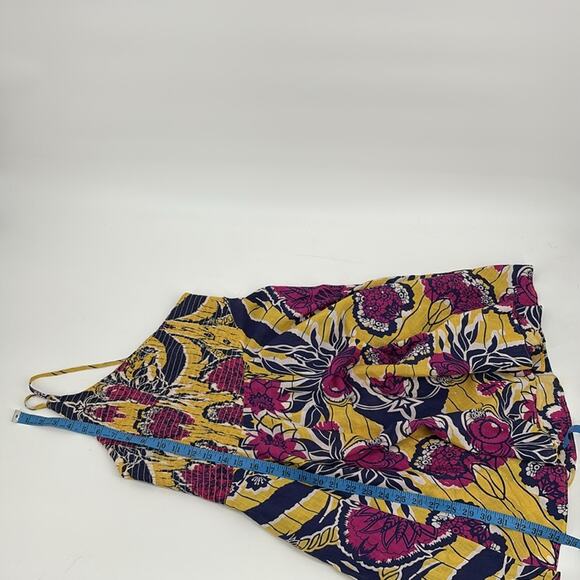 Urban Outfitters Yellow Blue Magenta Floral Halter One Shoulder Cotton Dress M - Picture 13 of 15